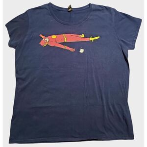 Anvil Flash Superhero Graphic T-Shirt Navy‎ Blue Lightweight Cotton XL